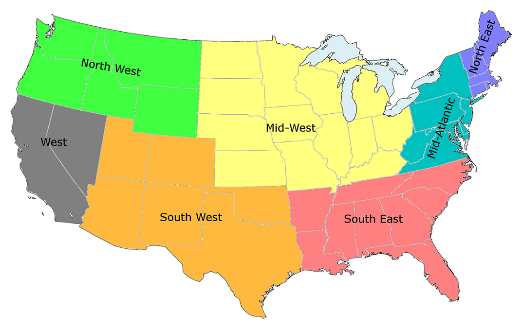 us map north south east west Regions Of The United States Studying In Us A Guide About us map north south east west